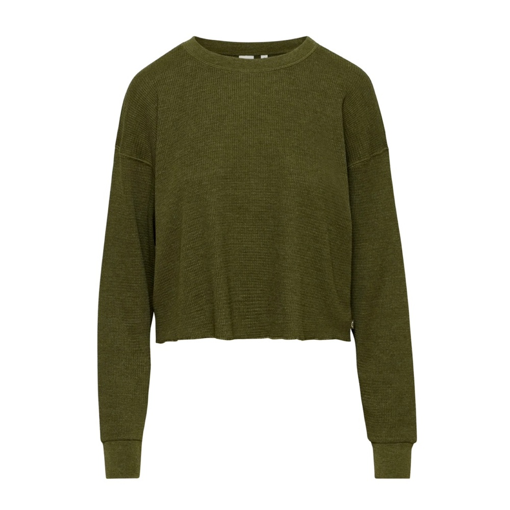 Aritzia TNA waffle crew boxy longsleeve cropped